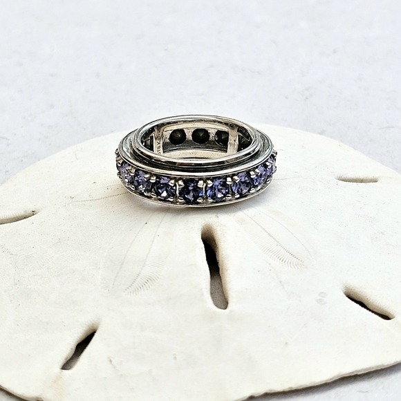 STS Karis Spinner Band Ring with Purple Stones Vintage Size 7.75 - Picture 9 of 15